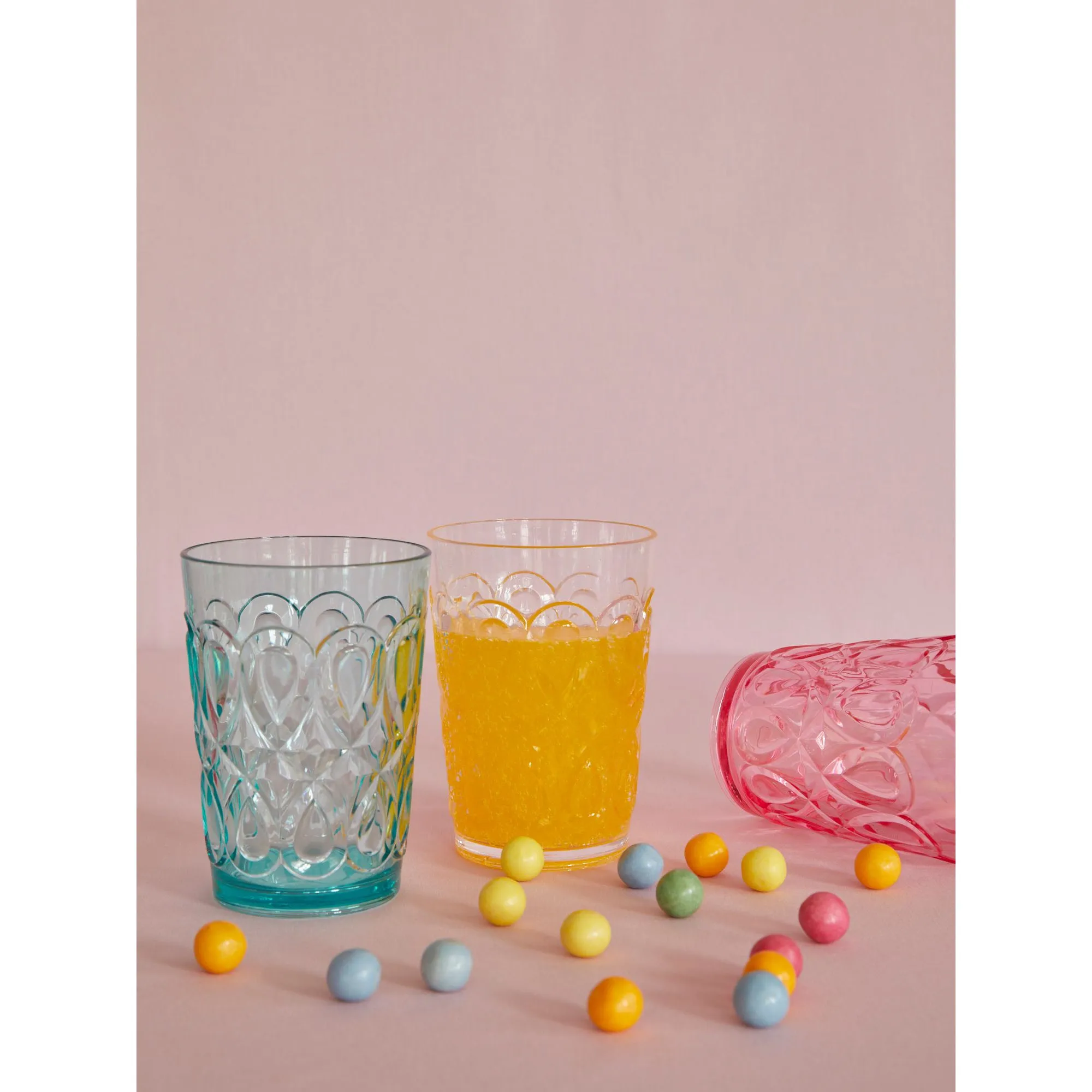 Rice DK Acrylic Tumbler in Mint with Swirly Embossed Detail 500ml