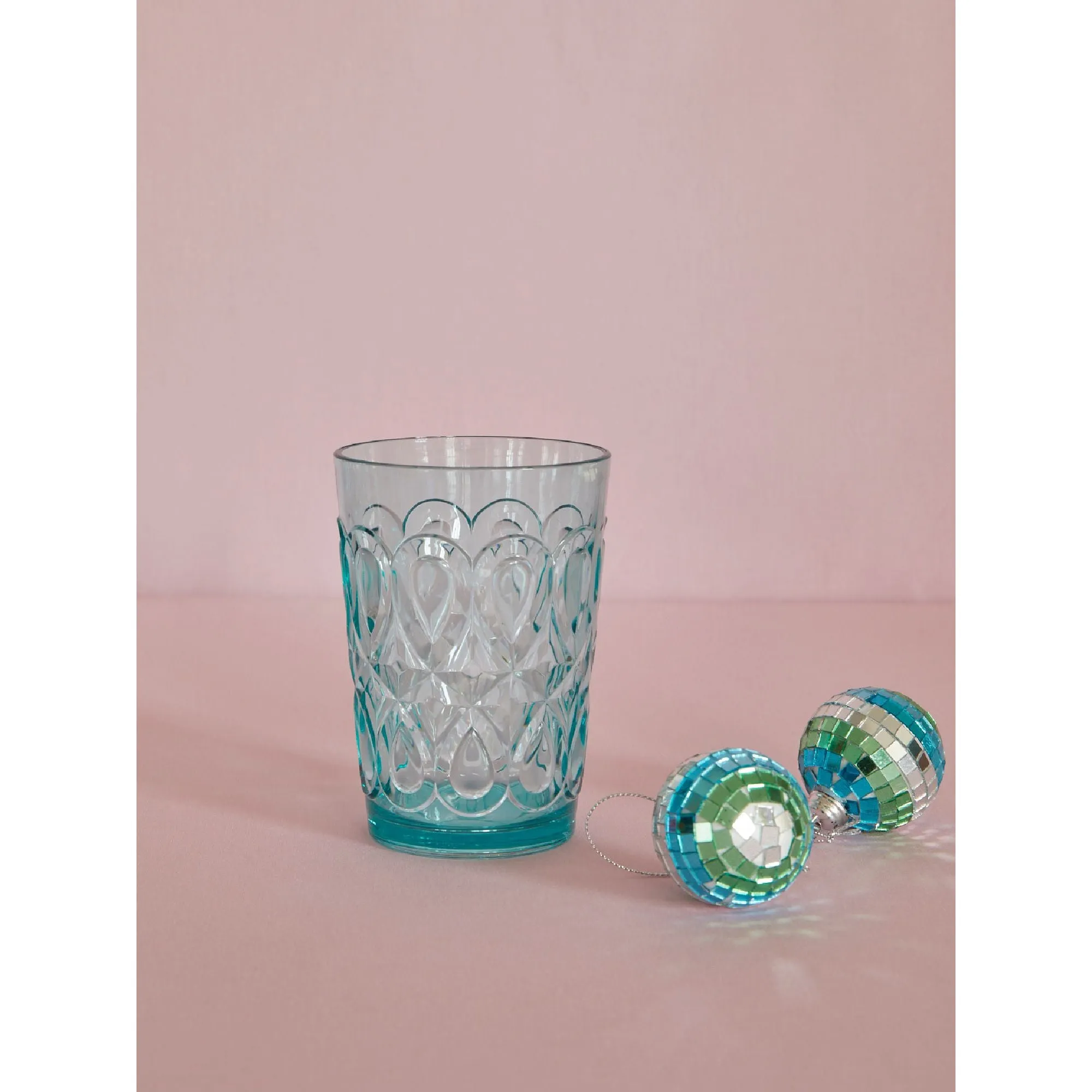 Rice DK Acrylic Tumbler in Mint with Swirly Embossed Detail 500ml