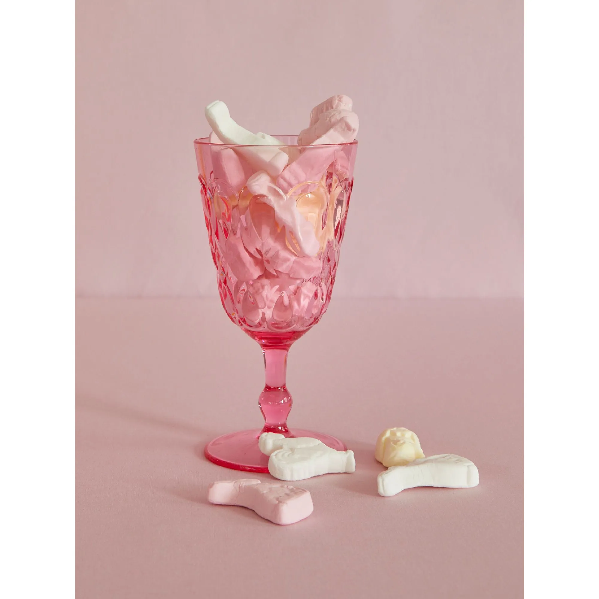 Rice DK Acrylic Wine Glass in Pink with Swirly Embossed Detail 400ml