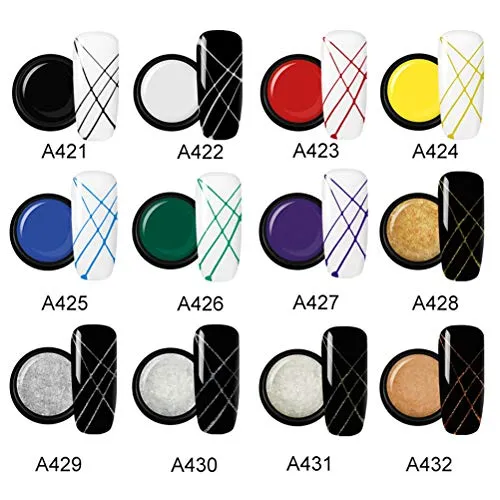 ROSALIND Spider Gel Nail Art Design Pulling Line Silk 12 Colors Set DIY Line Painting Design Lacquer Silver Gold Nail Decorations 5ml