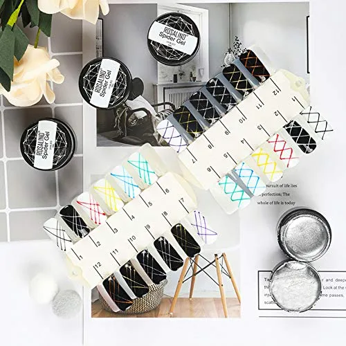 ROSALIND Spider Gel Nail Art Design Pulling Line Silk 12 Colors Set DIY Line Painting Design Lacquer Silver Gold Nail Decorations 5ml
