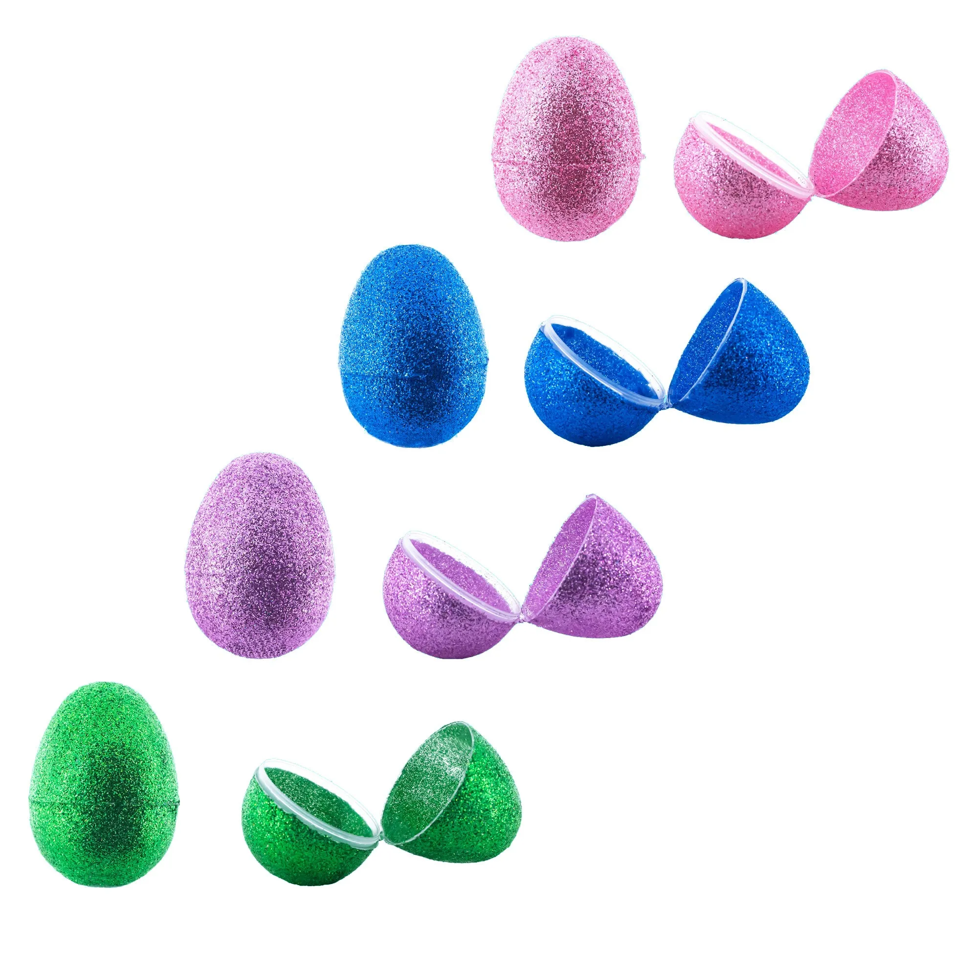 Set of 16 Shiny Glittered Multicolored Plastic Easter Eggs, 2.3 Inches