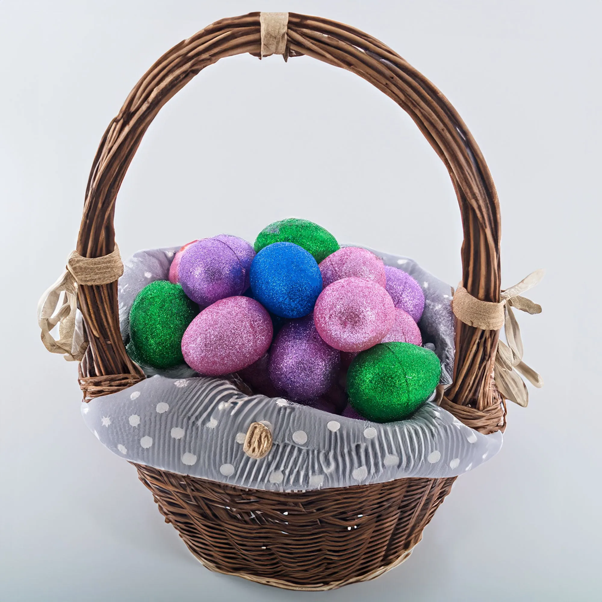 Set of 16 Shiny Glittered Multicolored Plastic Easter Eggs, 2.3 Inches