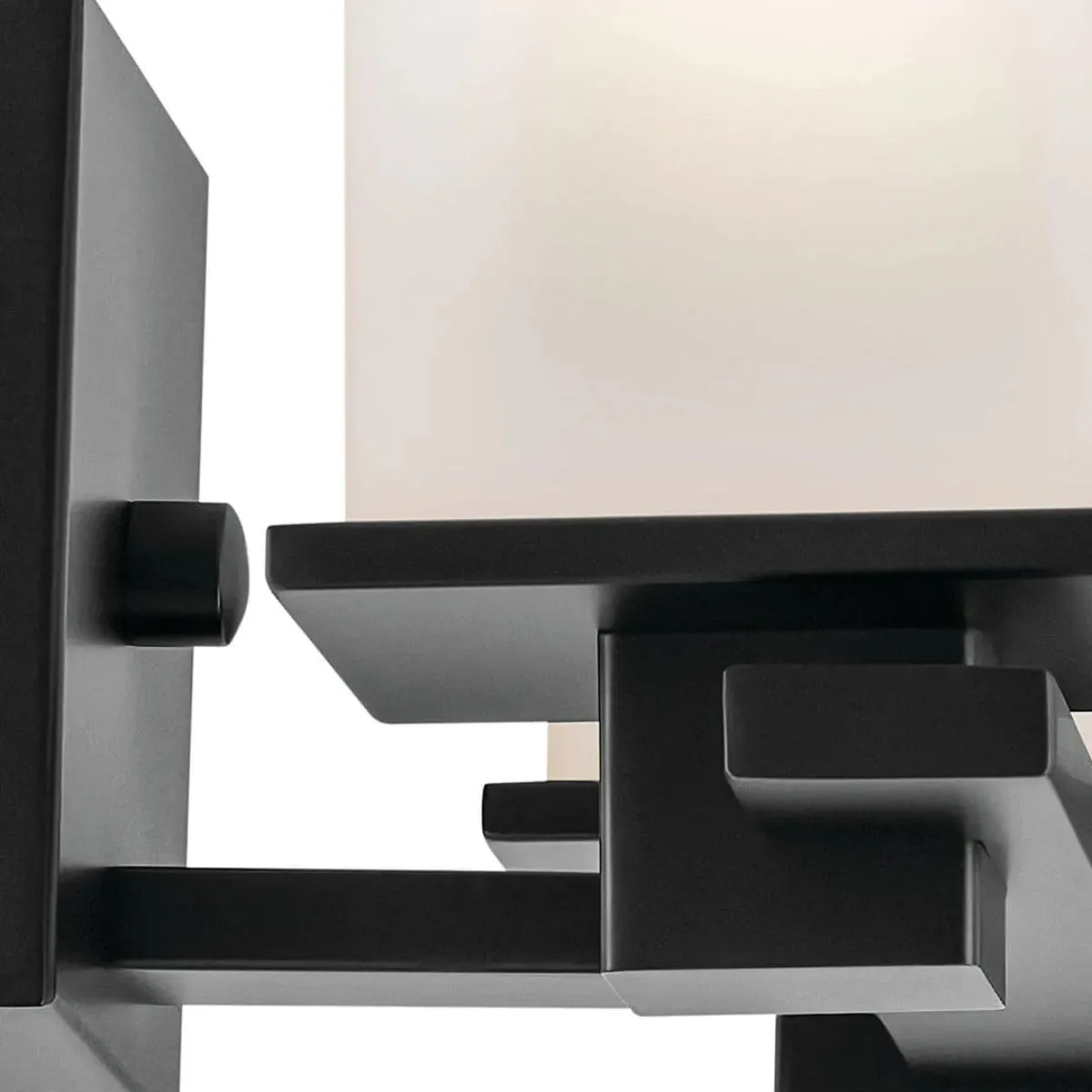 Tully 32 In 4-Lights Bathroom Vanity Light With Satin Etched Cased Opal Glass, Black Finish