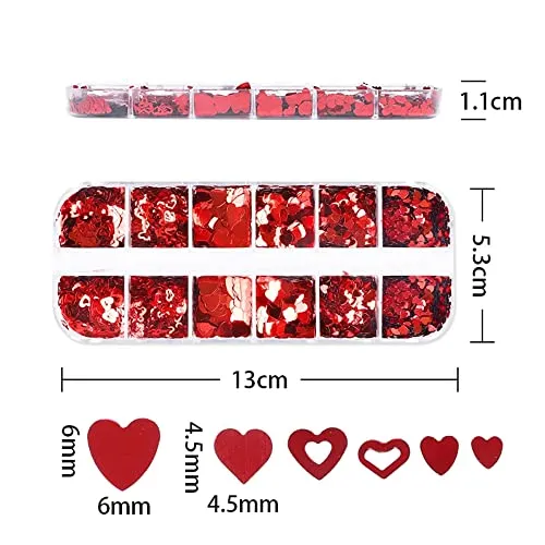Valentine’s Day Heart Nail Art Glitter Sequins