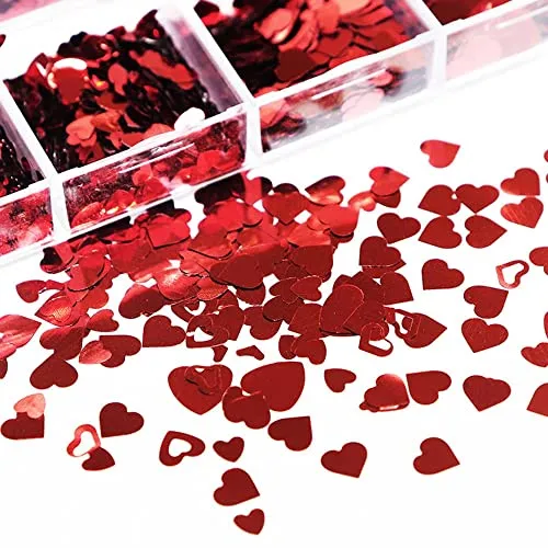 Valentine’s Day Heart Nail Art Glitter Sequins