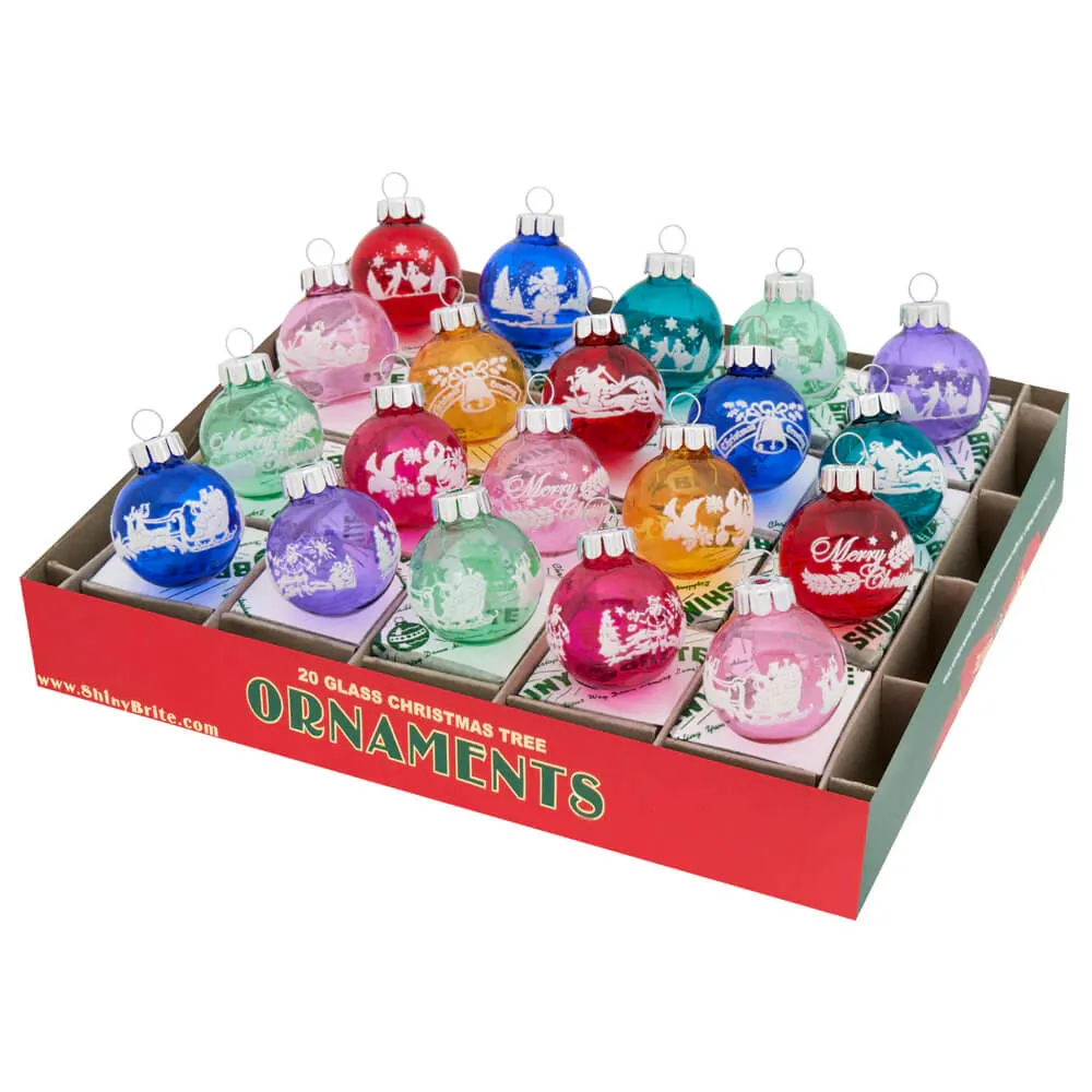 Vivid Vintage Signature Flocked Round Ornaments Set/20