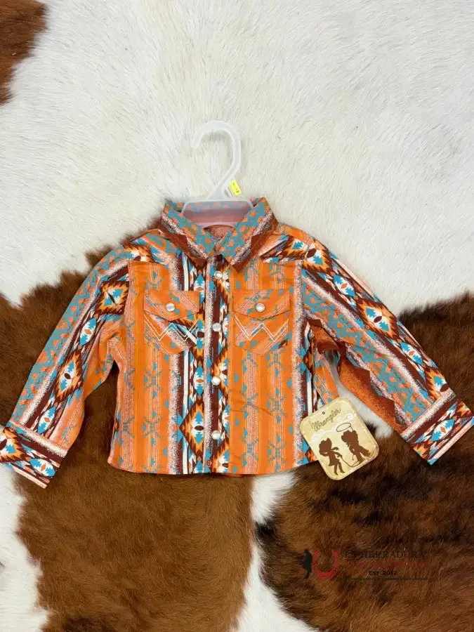 WRANGLER AZTEC ORANGE LONG SLEEVE BUTTON DOWN SHIRT