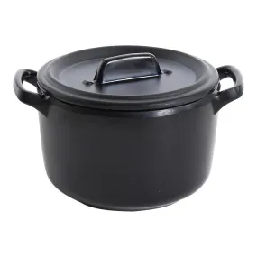 Yanco BP-4104 Black Peral 8 Oz Black Melamine Serving Bowl with Handle and Lid, Matte Finish, Pack of 24