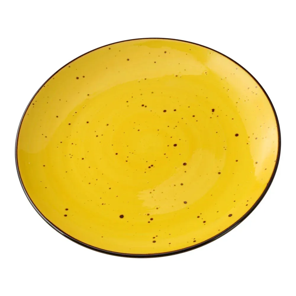 Yanco LY-1110YL Lyon 10 1/4" Reactive Glaze Yellow Coupe Dinner Plate, Pack of 12