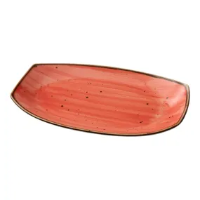 Yanco LY-215CR Lyon 8 1/2" Reactive Glaze Rectangular Coral Plate, Pack of 12
