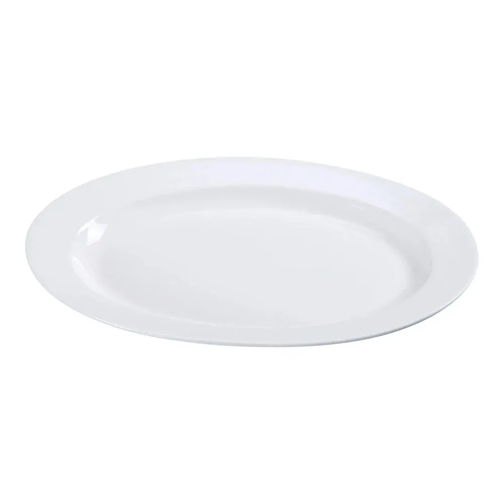 Yanco PS-12 7.25" White Porcelain Oval Dinner Platter, Pack of 24
