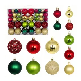 Zarcaco 100 Pcs Christmas Ball Ornaments, Colorful Christmas Tree Decorations Hanging Ornaments Red Green Gold Plastic Shatterproof Christmas Ball for Holiday Party Christmas Tree Decoration